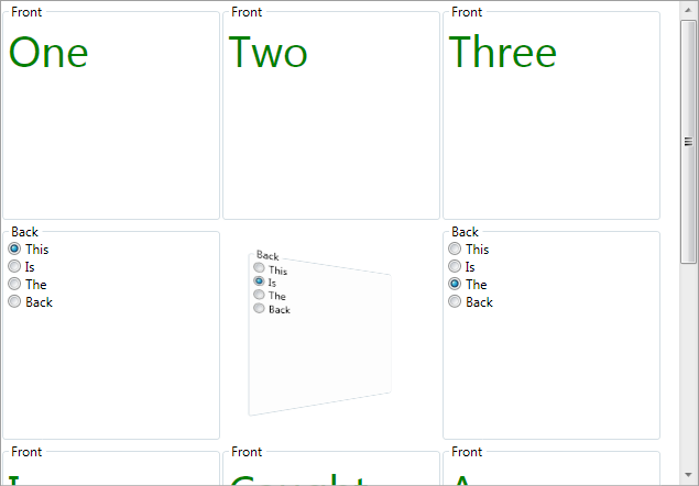 A list with one item rotating in 3D